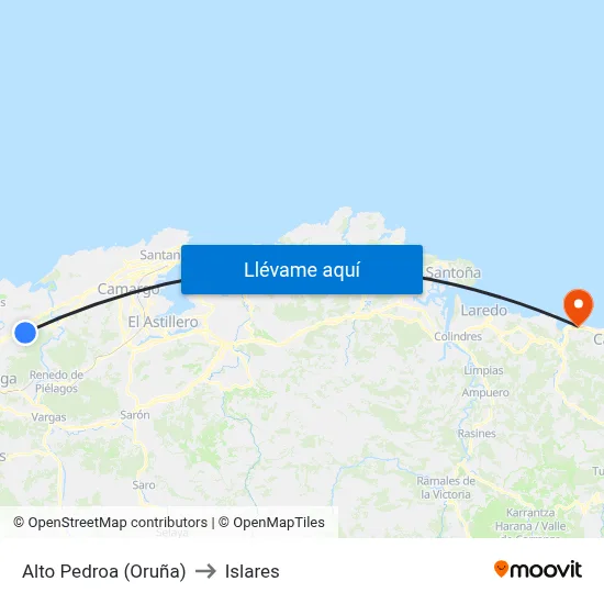 Alto Pedroa (Oruña) to Islares map