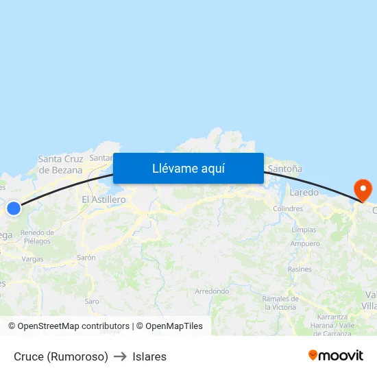 Cruce (Rumoroso) to Islares map