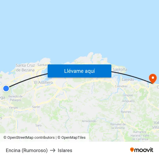 Encina (Rumoroso) to Islares map