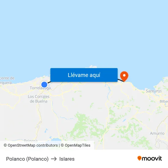 Polanco (Polanco) to Islares map