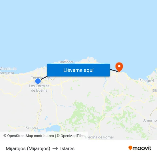 Mijarojos (Mijarojos) to Islares map