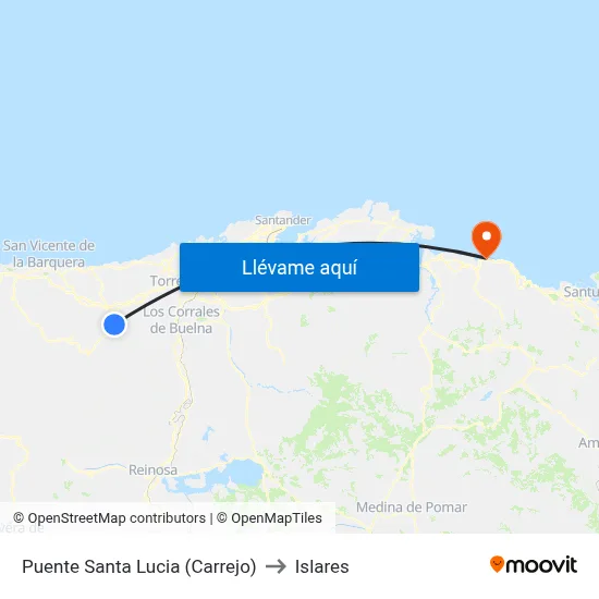Puente Santa Lucia (Carrejo) to Islares map