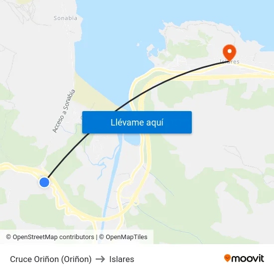 Cruce Oriñon (Oriñon) to Islares map