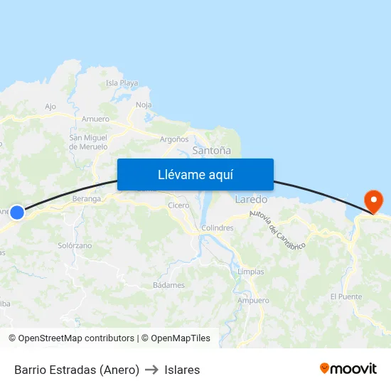 Barrio Estradas (Anero) to Islares map