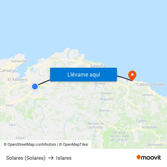 Solares (Solares) to Islares map