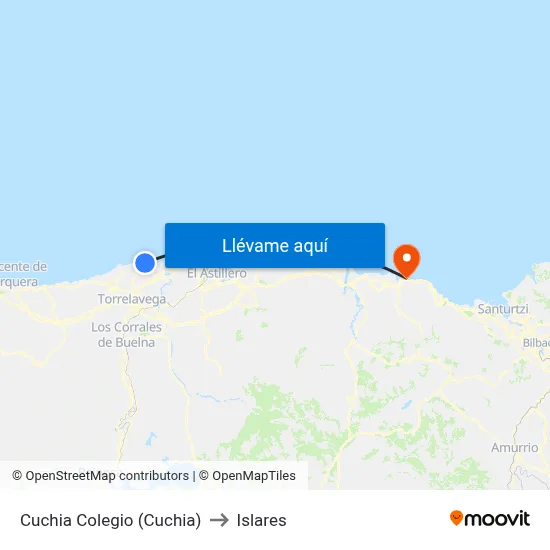 Cuchia Colegio (Cuchia) to Islares map