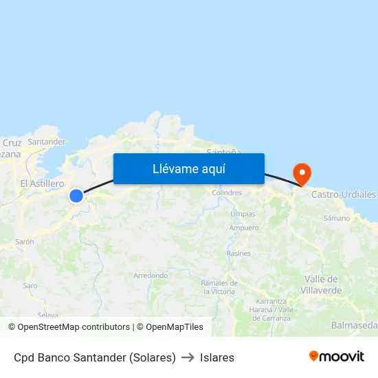 Cpd Banco Santander (Solares) to Islares map
