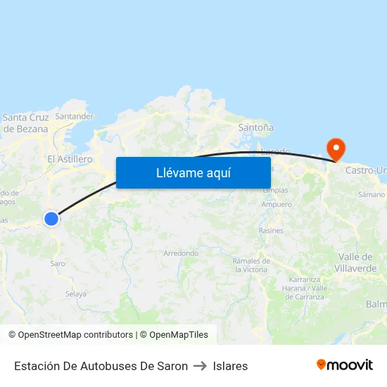 Estación De Autobuses De Saron to Islares map