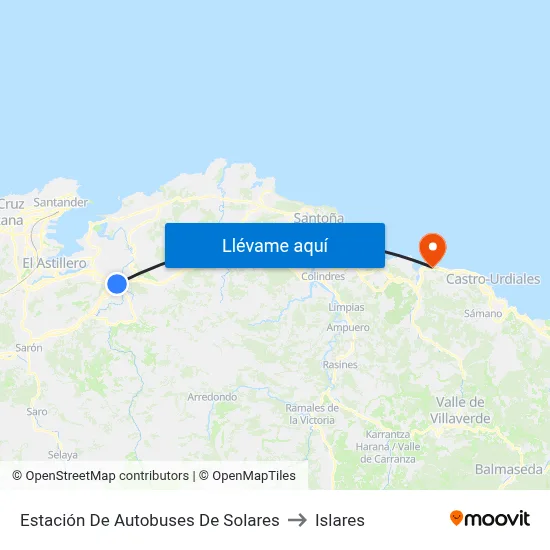 Estación De Autobuses De Solares to Islares map
