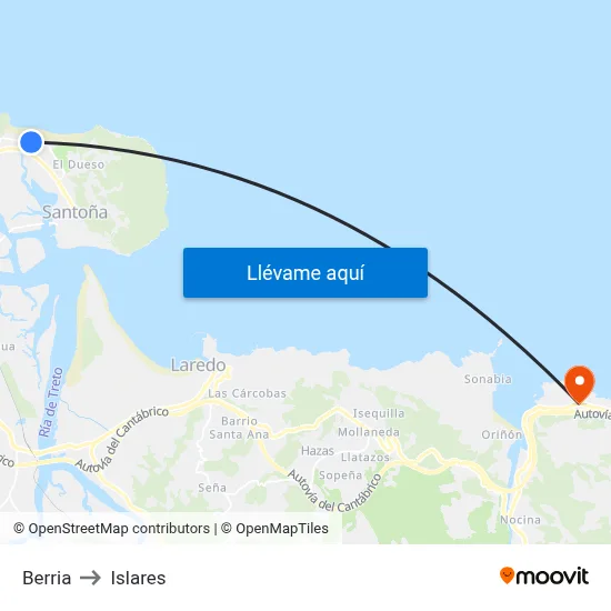 Berria to Islares map