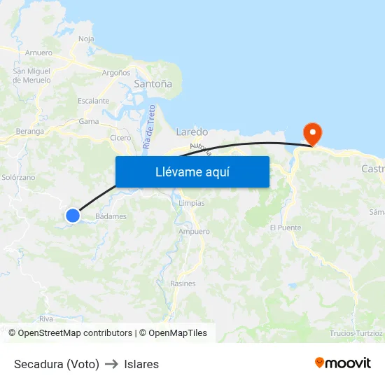 Secadura (Voto) to Islares map