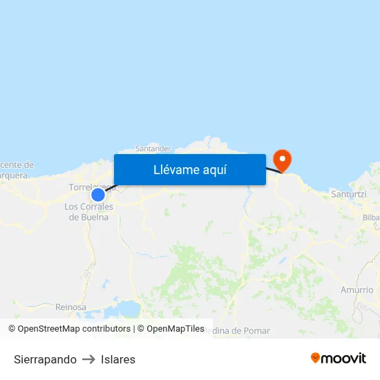 Sierrapando to Islares map
