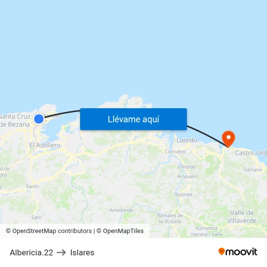 Albericia.22 to Islares map