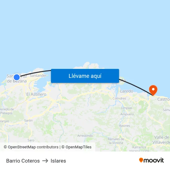Barrio Coteros to Islares map