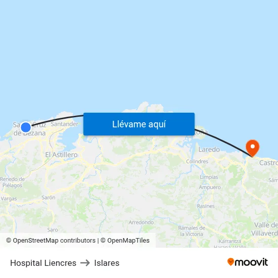 Hospital Liencres to Islares map