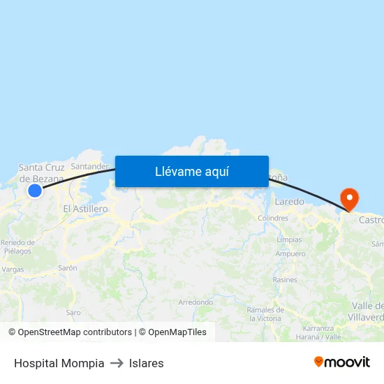 Hospital Mompia to Islares map