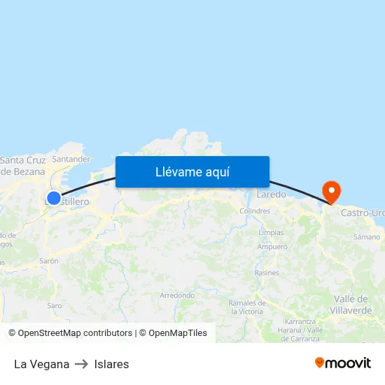 La Vegana to Islares map