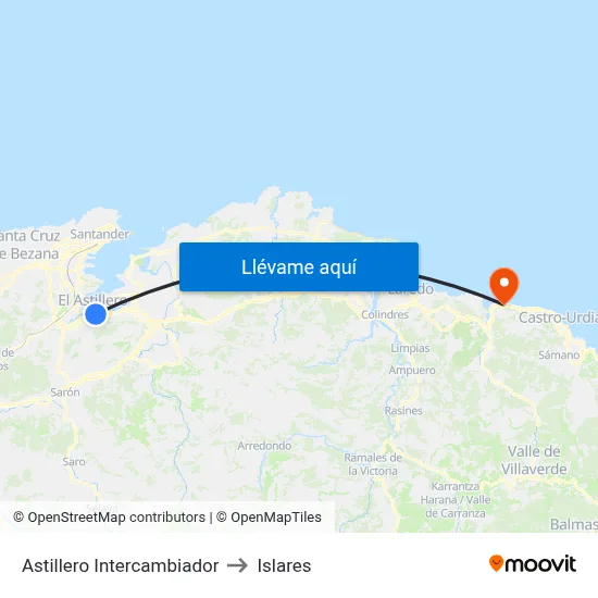 Astillero Intercambiador to Islares map