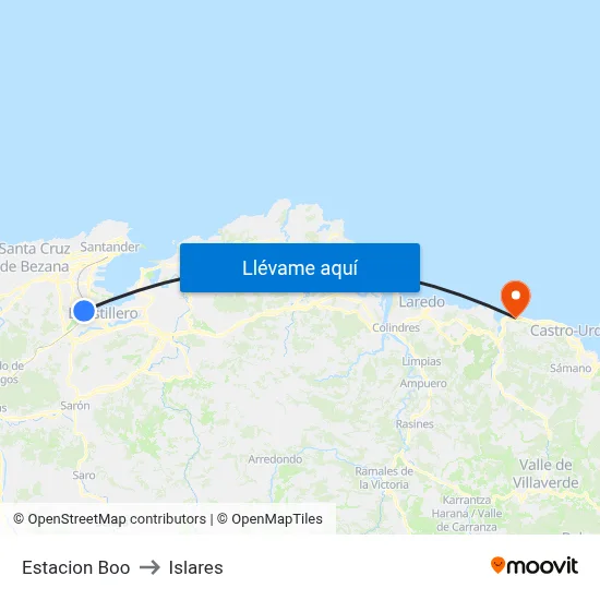 Estacion Boo to Islares map
