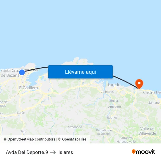 Avda Del Deporte.9 to Islares map
