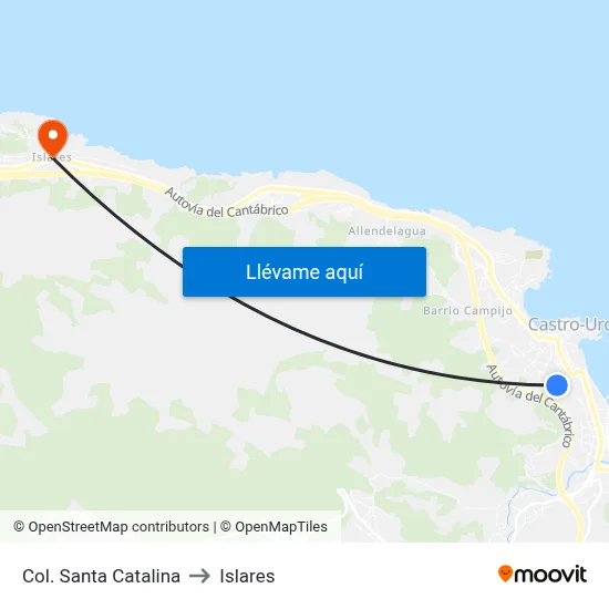 Col. Santa Catalina to Islares map