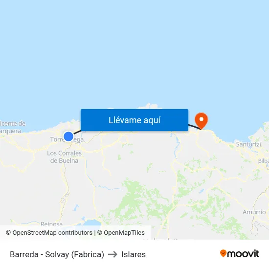 Barreda - Solvay (Fabrica) to Islares map