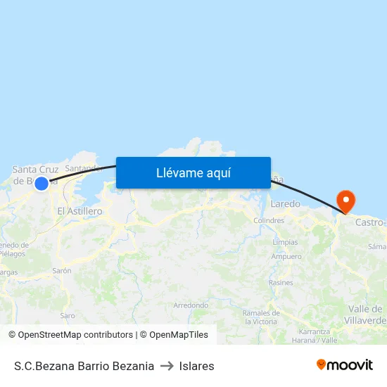 S.C.Bezana Barrio Bezania to Islares map