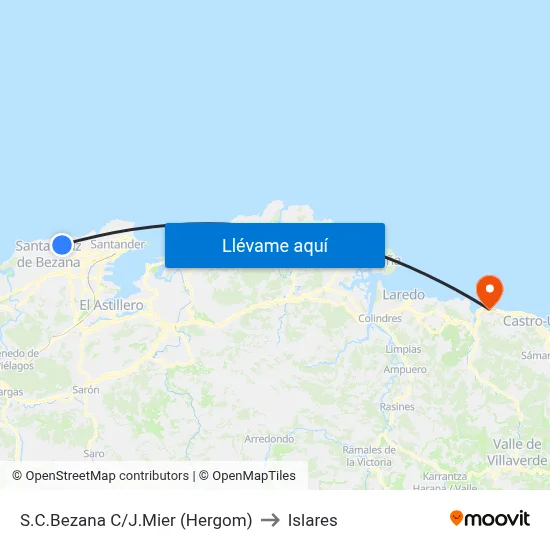 S.C.Bezana C/J.Mier (Hergom) to Islares map