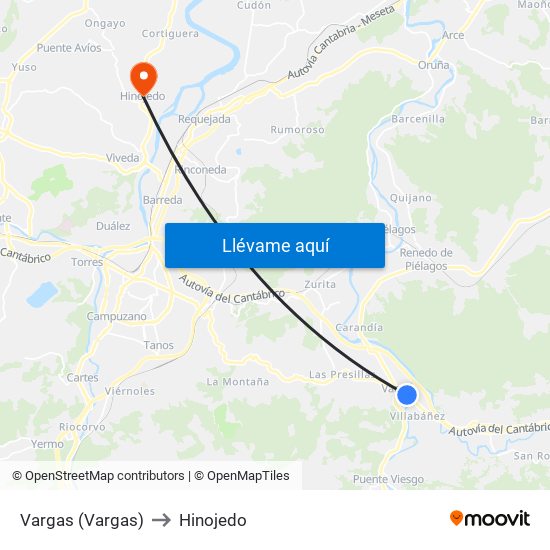 Vargas (Vargas) to Hinojedo map