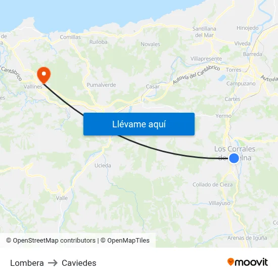 Lombera to Caviedes map