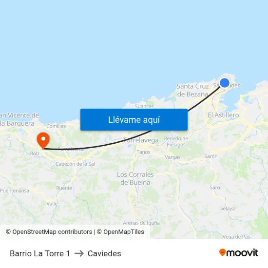 Barrio La Torre 1 to Caviedes map