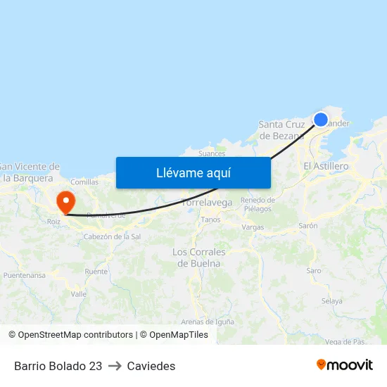 Barrio Bolado 23 to Caviedes map