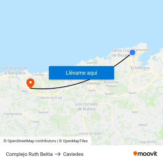 Complejo Ruth Beitia to Caviedes map