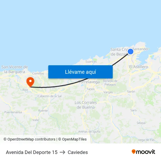 Avenida Del Deporte 15 to Caviedes map