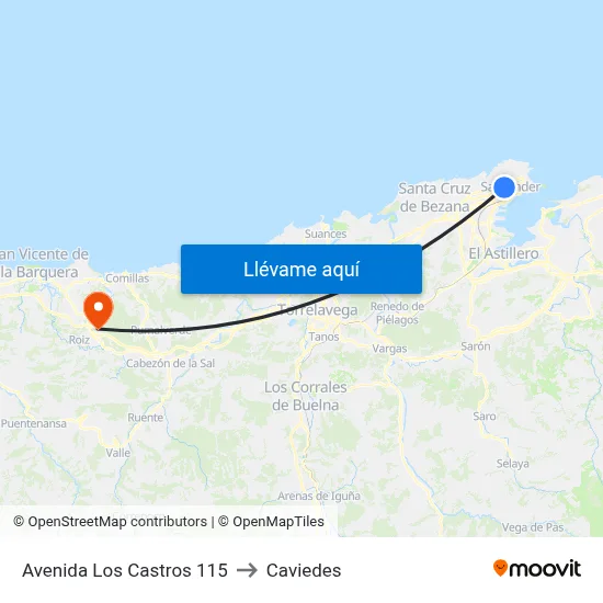 Avenida Los Castros 115 to Caviedes map