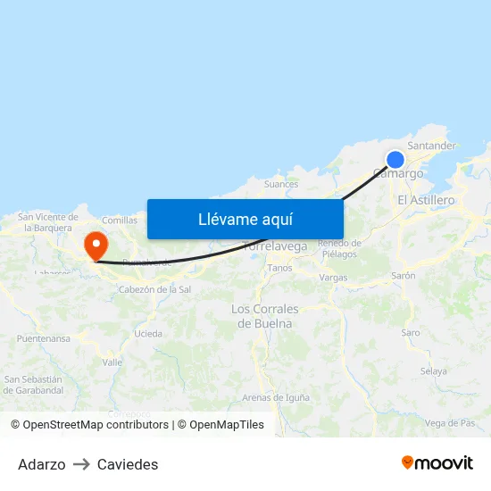 Adarzo to Caviedes map