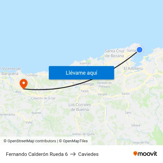 Fernando Calderón Rueda 6 to Caviedes map
