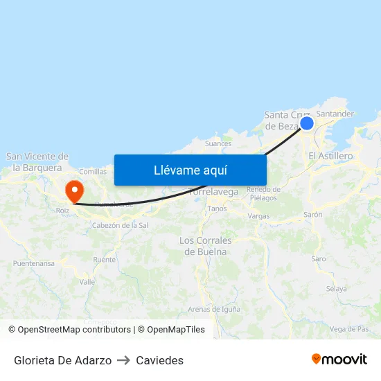 Glorieta De Adarzo to Caviedes map