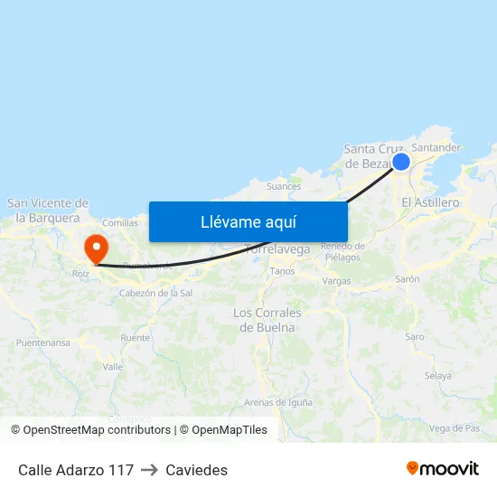 Calle Adarzo 117 to Caviedes map
