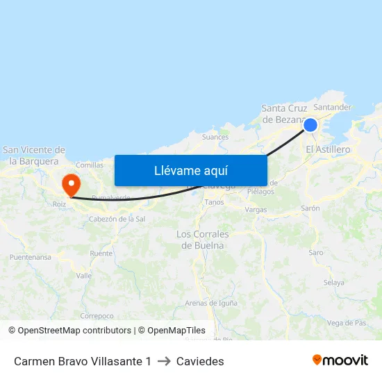 Carmen Bravo Villasante 1 to Caviedes map
