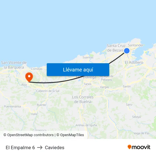 El Empalme 6 to Caviedes map