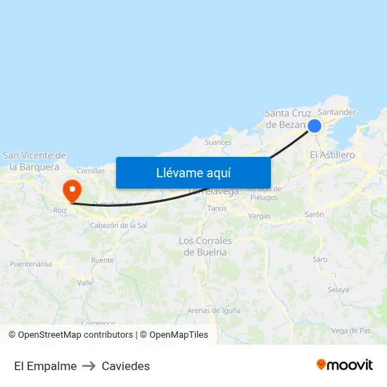 El Empalme to Caviedes map