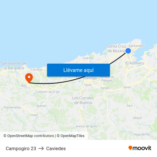 Campogiro 23 to Caviedes map