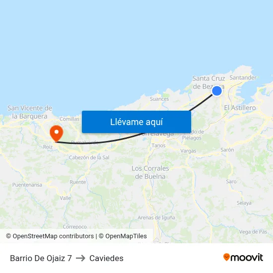 Barrio De Ojaiz 7 to Caviedes map