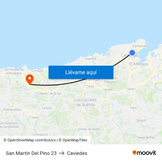San Martín Del Pino 23 to Caviedes map
