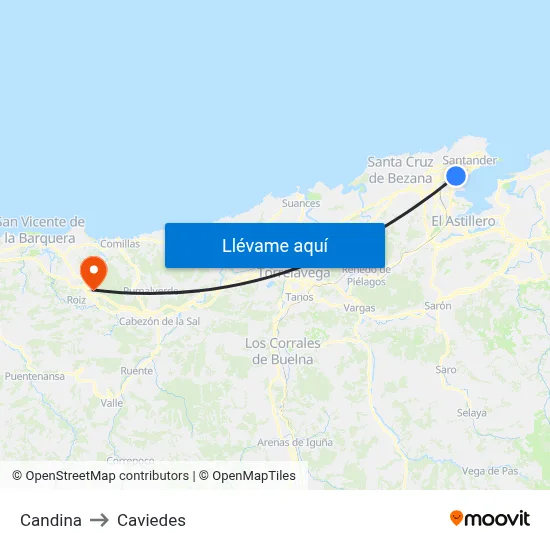 Candina to Caviedes map