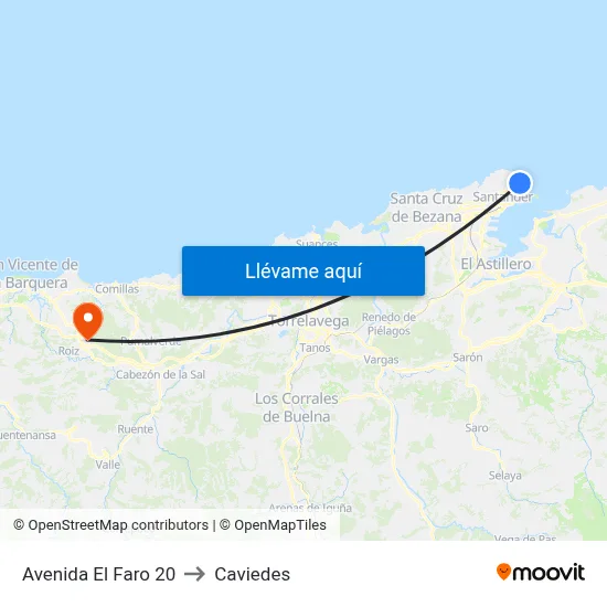 Avenida El Faro 20 to Caviedes map