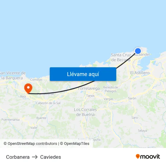 Corbanera to Caviedes map