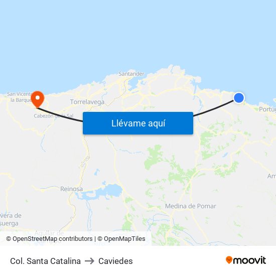 Col. Santa Catalina to Caviedes map