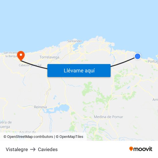 Vistalegre to Caviedes map